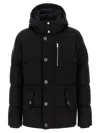 Moose Knuckles Forrestville Black Down Jacket With Fixed Hood And Logo Patch On The Sleeve In Cotton Blend Man In Black