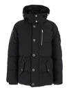 Moose Knuckles Forrestville Black Down Jacket With Fixed Hood And Logo Patch On The Sleeve In Cotton Blend Man In Black