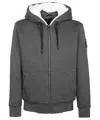 Moose Knuckles Full Zip Hoodie In Charcoal/white