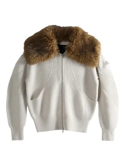 Moose Knuckles Fur Collar Zip Knitwear In Multi