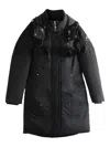 Moose Knuckles Fur Pompom Hooded Coat In Black