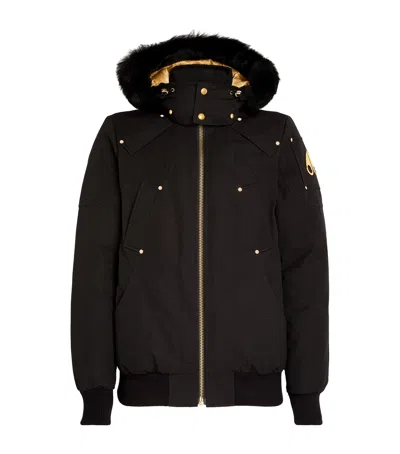 Moose Knuckles Fur-trim Bomber Jacket In Black