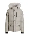 Moose Knuckles Fur Trim Hooded Down Coat In Gray