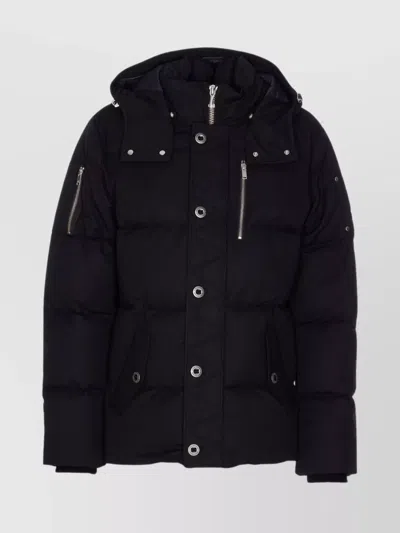 MOOSE KNUCKLES FUR TRIM HOODED JACKET WITH QUILTED PATTERN