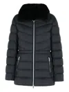 Moose Knuckles Belle Cote Genuine Shearling Collar Water Repellent 800 Fill Power Down Puffer Jacket In Black