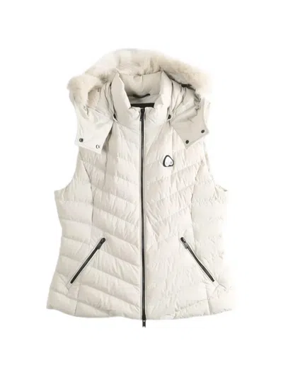 Moose Knuckles Fur-trim Quilted Gilet In Neutrals