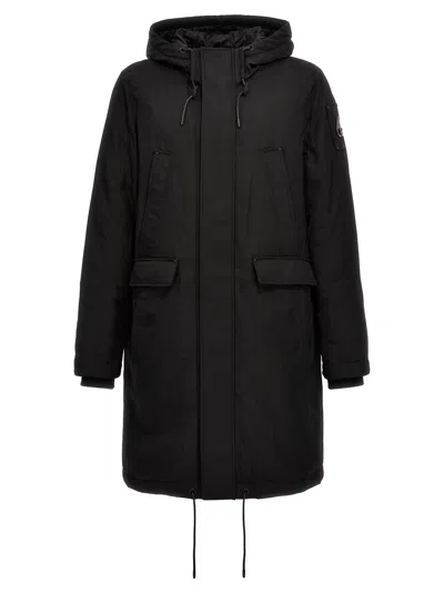 Moose Knuckles Hooded Parka Coat In Black