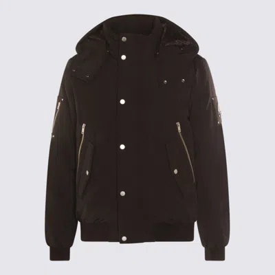 Moose Knuckles Black Down Jacket In Brown