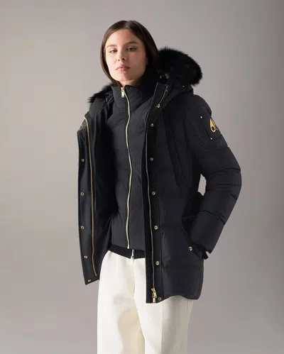 Moose Knuckles Gilded Down Puffer Jacket In Black