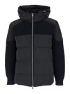 Moose Knuckles Glenvale Black Jacket With Drawstring Hood And Logo Plaque On The Sleeve In Wool Man In Black
