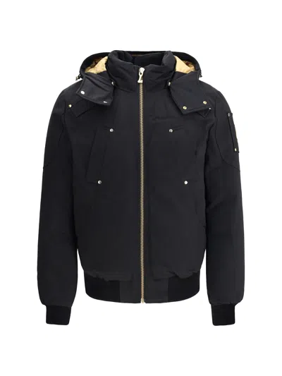 Moose Knuckles Gold Ballistic Neoshear Bomber In Black