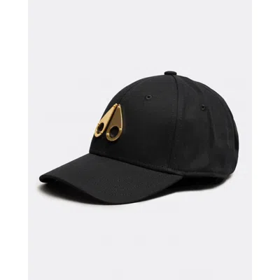 Moose Knuckles Gold Logo Icon Cap In Black W/gold Logo