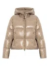 Moose Knuckles Detachable Hood Shiny Shell Down Jacket Clothing In Pink