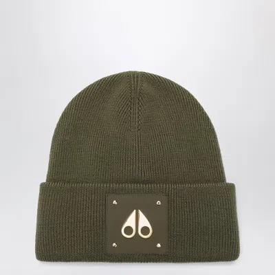 Moose Knuckles Gold Series Icon Mini Wool Beanie In Green