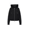 Moose Knuckles Fitted Hooded Jacket With Plush Fur Trim And Metallic Accents In Black