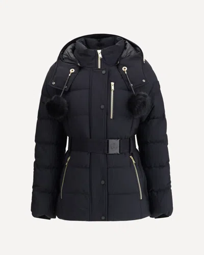 Moose Knuckles Gold Series Nyluxe Cambria Shearling Trim Jacket In Black