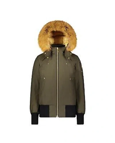 Pre-owned Moose Knuckles Gold-tone Bomber Jacket - Outerwear - Army -size M