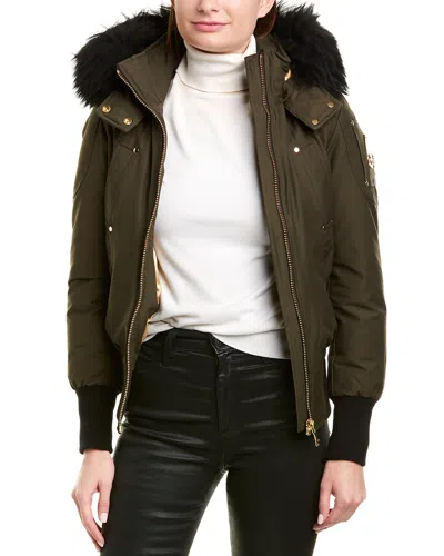 Moose Knuckles Goldboro Down Bomber Coat In Gray