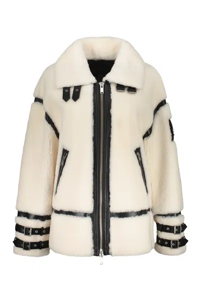 Moose Knuckles Golden Prairie Sheepskin Jacket In White