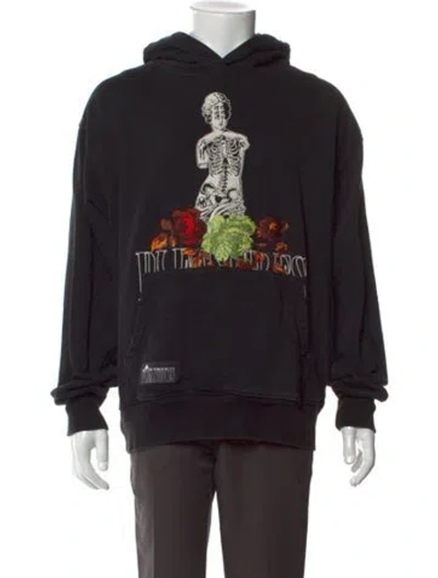 Pre-owned Moose Knuckles Graphic Print Crew Neck Hoodie In Black