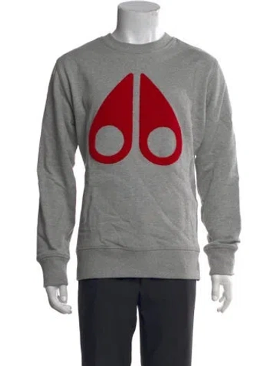 Pre-owned Moose Knuckles Graphic Print Crew Neck Pullover In Gray