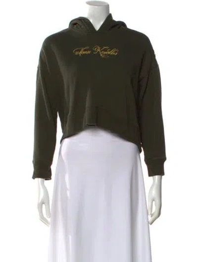 Pre-owned Moose Knuckles Graphic Print Mock Neck Sweatshirt In Green