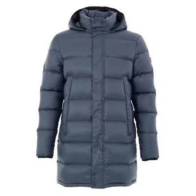 Moose Knuckles Gray Nylon Coat In Blue