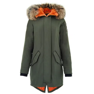 Moose Knuckles Long Jacket Upholstered In Green
