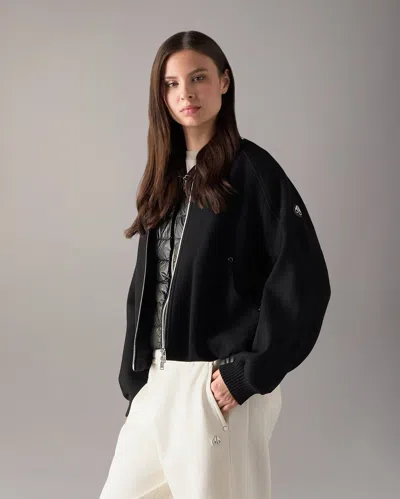 Moose Knuckles Grid 3-in-1 Wool Bomber Jacket In Black
