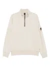 Moose Knuckles Half-zip Logo-patch Sweatshirt In Neutral