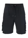 Moose Knuckles Black Shorts With Elastic Waist And Side Cargo Pockets In Black