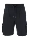 Moose Knuckles Black Shorts With Elastic Waist And Side Cargo Pockets