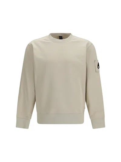 Moose Knuckles Alabaster Hartsfield Crew-neck Cotton Sweatshirt In Neutral