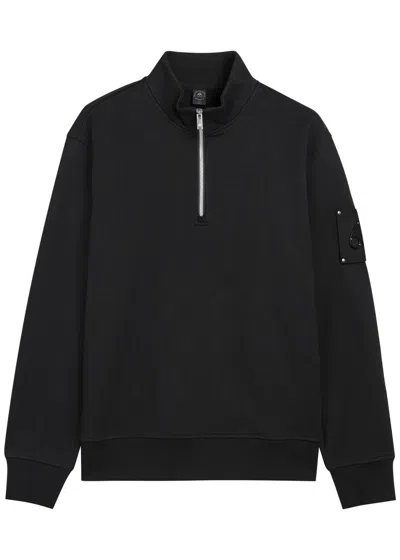 Moose Knuckles Hartsfield Half-zip Cotton Sweatshirt In Black