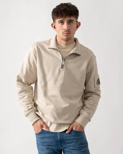 Moose Knuckles Hartsfield Mens 1/4 Zip Sweatshirt In Brown