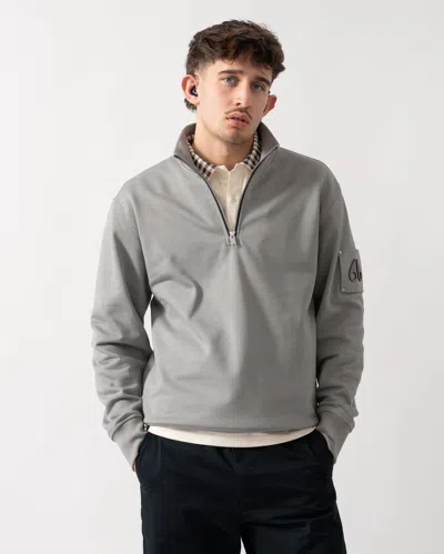 Moose Knuckles Hartsfield Half-zip Cotton Sweatshirt In Gray