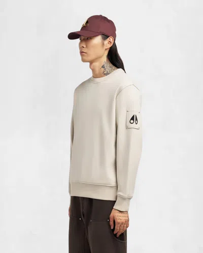 Moose Knuckles Alabaster Hartsfield Crew-neck Cotton Sweatshirt In Neutral