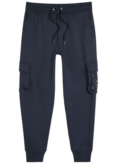 Moose Knuckles Hartsfield Tapered-leg Cotton Cargo Sweatpants In Blue