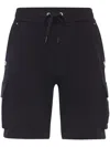 Moose Knuckles Black Shorts With Elastic Waist And Side Cargo Pockets In Black
