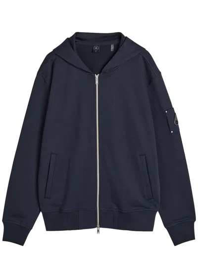 Moose Knuckles Hartsfield Zip-up Cotton Hooded Sweatshirt In Blue