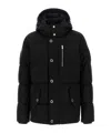 Moose Knuckles Forrestville Black Down Jacket With Fixed Hood And Logo Patch On The Sleeve In Cotton Blend Man In Black