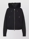 Moose Knuckles Hooded Bomber Jacket Fur Trim In Black