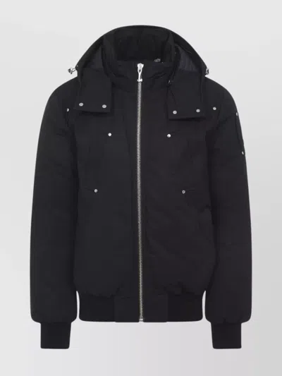 MOOSE KNUCKLES HOODED BOMBER JACKET RIBBED CUFFS