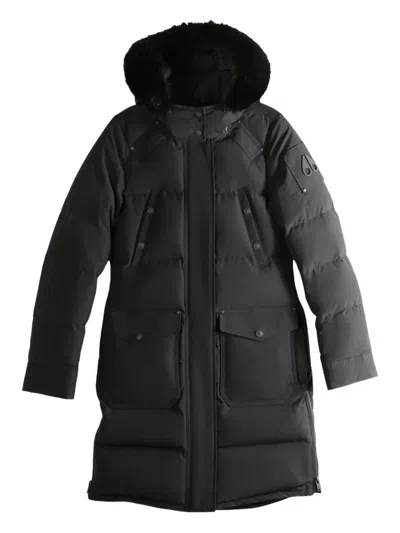 Moose Knuckles Hooded Coat In Black