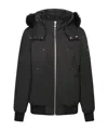 Moose Knuckles Shearling Trim Down Bomber Jacket In Black