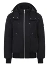 Moose Knuckles Hooded Bomber Jacket Ribbed Cuffs In Black