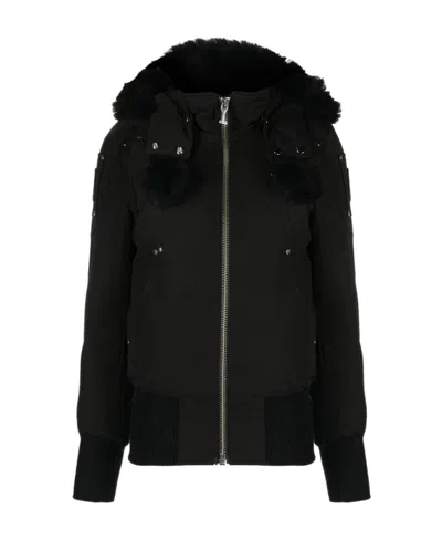 Moose Knuckles Hooded Down Jacket In Black