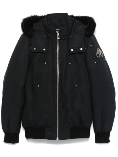 Moose Knuckles Hooded Down Jacket In Blue