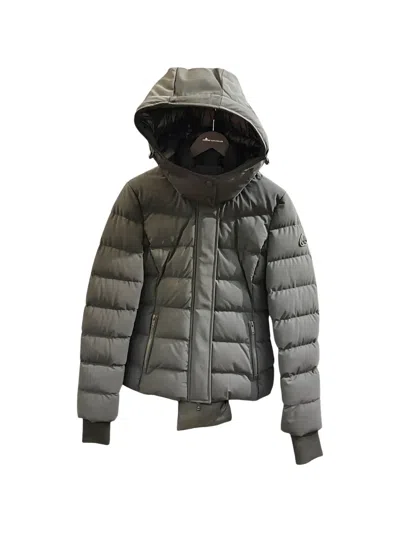 Moose Knuckles Hooded Down Jacket In Gray