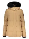 Moose Knuckles Long-sleeved Hooded Down Jacket In Neutrals